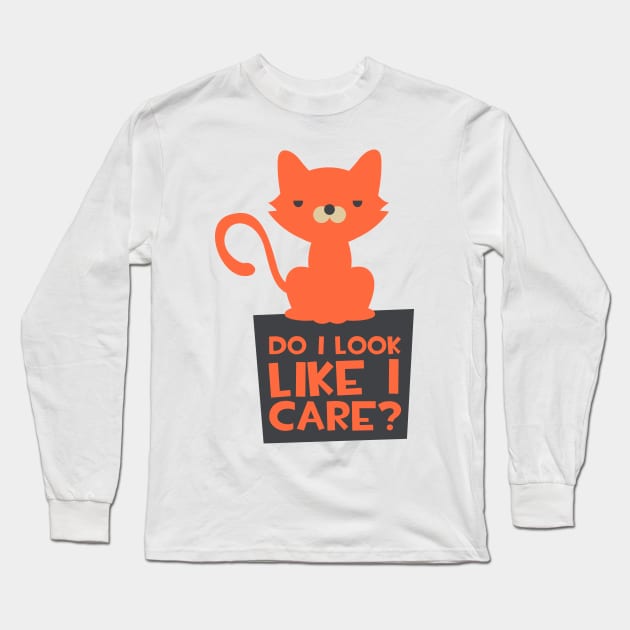 don't care cat Long Sleeve T-Shirt by positivedesigners